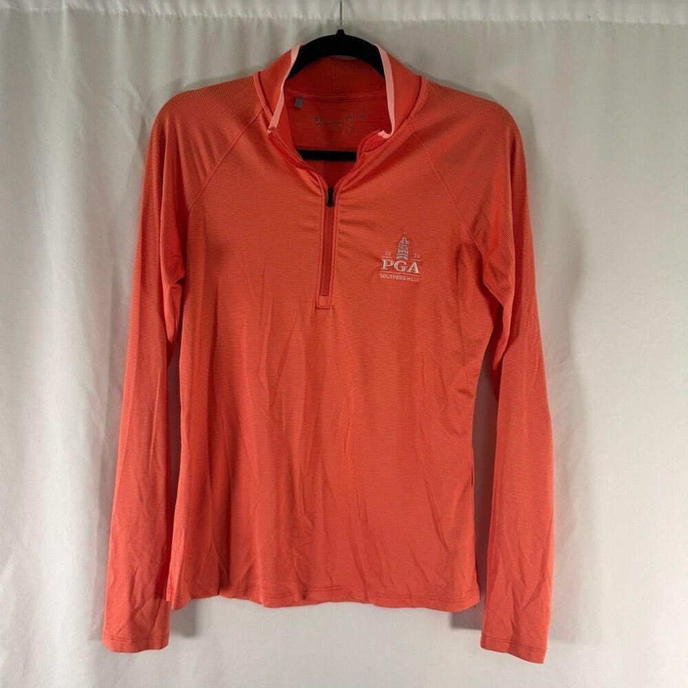Under Armour PGA 2022 Southern Hills 1/4 Zip Top Women's Small Orange Striped
